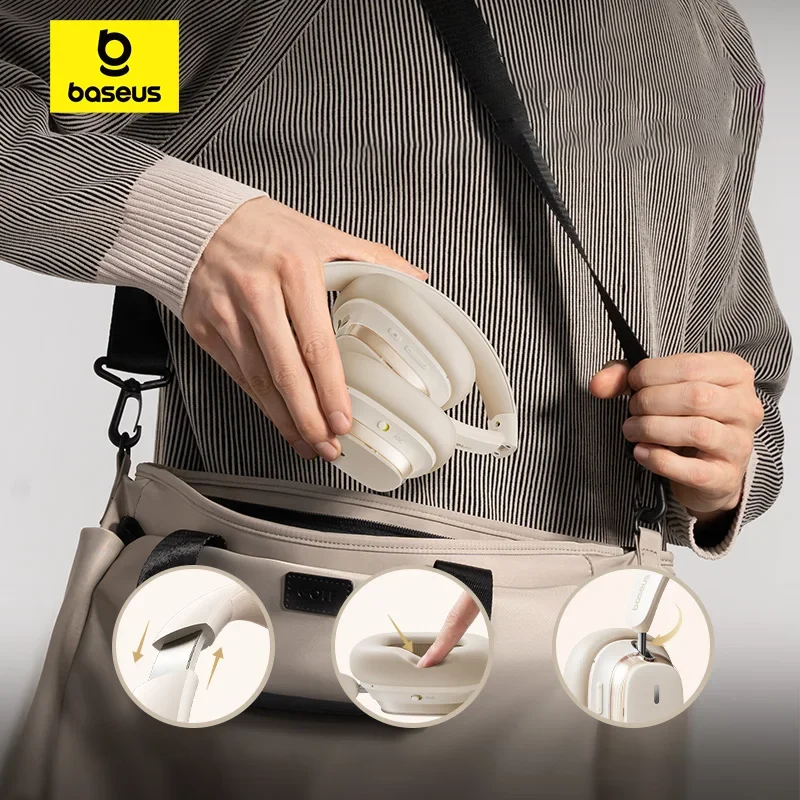 Headphones Baseus Bowie H1s –  Hi-Res Audio, Cancelamento de Ruído 46dB, Bluetooth 5.4,, Até 120h de Autonomia Headphones Baseus Bowie H1s –  Hi-Res Audio, Cancelamento de Ruído 46dB, Bluetooth 5.4,, Até 120h de Autonomia